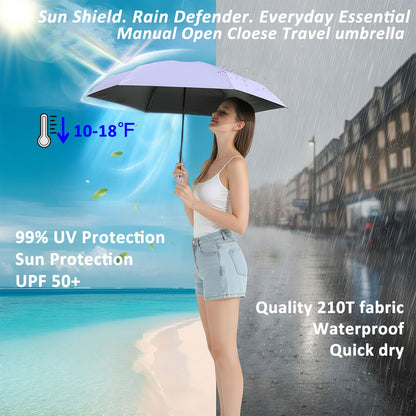 BAODINI Travel Mini Umbrella for Purse With Case-Small Compact UV Umbrella Protection Sun-Lightweight Tiny Pocket Umbrella Sun Blocking for Women, Girls and Men - Available at All In One Marketplace Canada