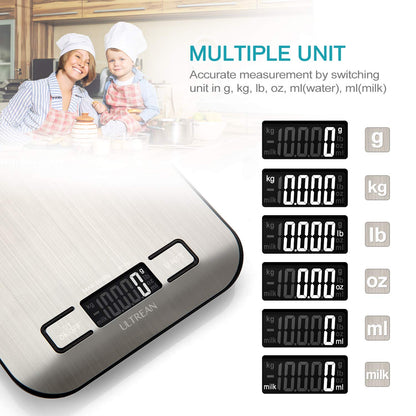 Ultrean Food Scale, Digital Kitchen Scale Weight Grams and Ounces for Baking and Cooking, 6 Units with Tare Function, 5kg/11lb (Batteries Included) - Available at All In One Marketplace Canada