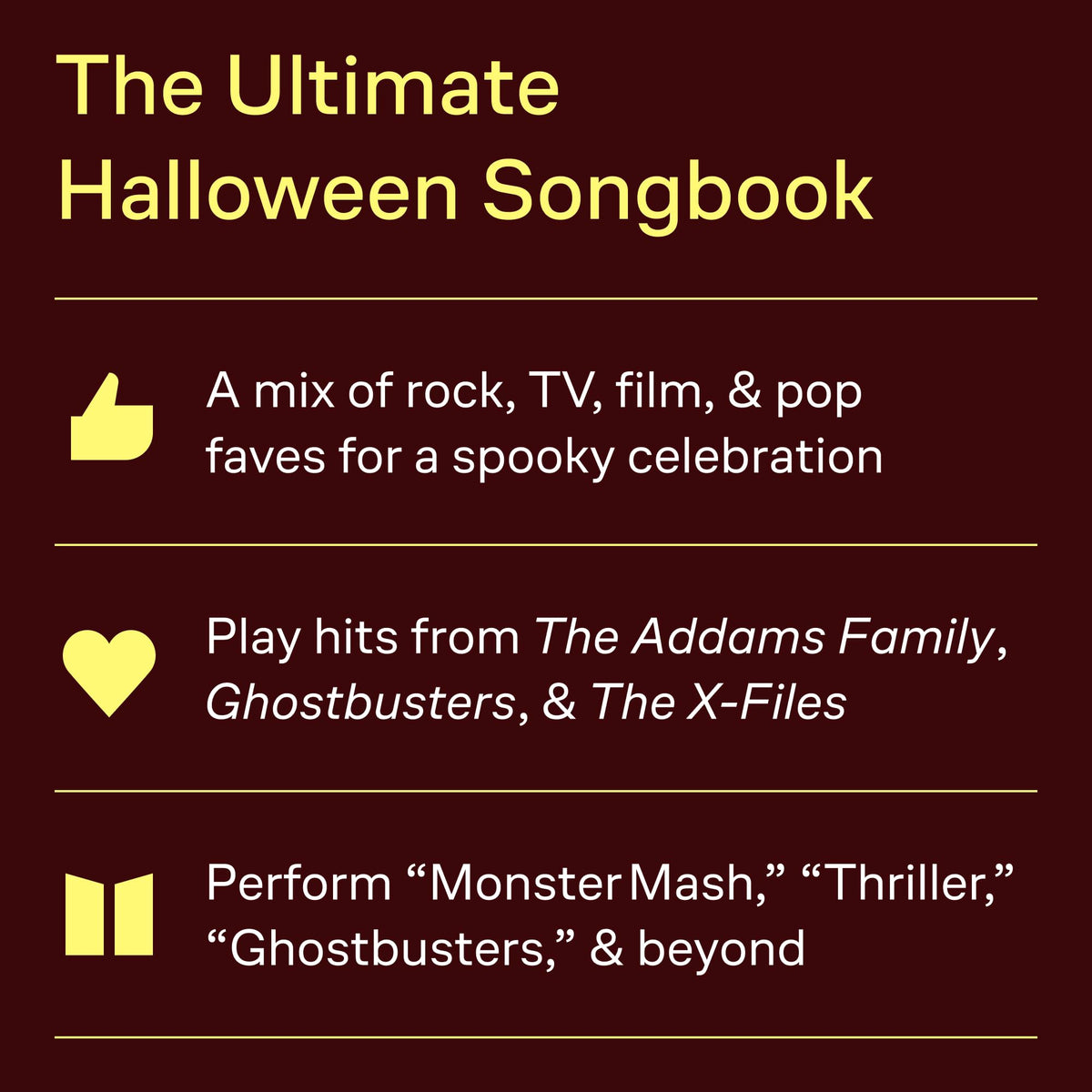 Recueil de partitions pour piano, chant et guitare « Halloween Spooktacular » | Livre de musique pour piano avec 37 succès effrayants | Collection de partitions d'Halloween pour chanteurs et pianistes | Arrangements musicaux