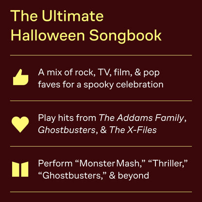 Recueil de partitions pour piano, chant et guitare « Halloween Spooktacular » | Livre de musique pour piano avec 37 succès effrayants | Collection de partitions d'Halloween pour chanteurs et pianistes | Arrangements musicaux