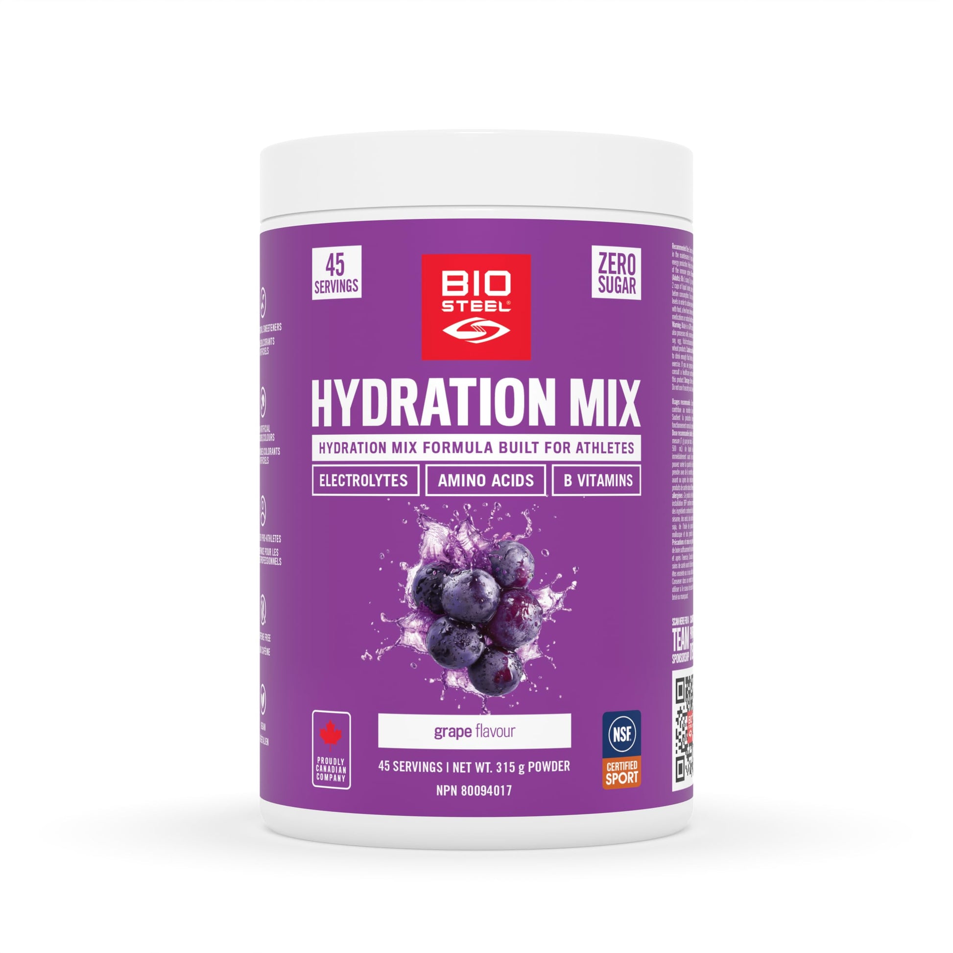 BioSteel Electrolyte Hydration Mix, Grape, 45 Servings BioSteel Sports