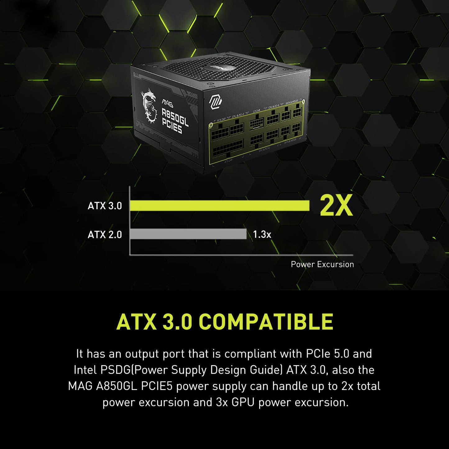 MSI MAG A850GL PCIE5, Fully Modular Compact Gaming 850W Power Supply, 80+ Gold, ATX 3.1 & PCIe 5.1 Ready, Native Dual-Color 12V-2x6 Cable, 10 Year Warranty 🍁 All In One Marketplace Canada