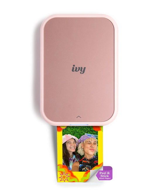 Canon Ivy 2 Mini Photo Printer (Blush Pink), Bluetooth Portable Smartphone Printer for iOS & Android, Bundle with 110 Zink Sticky-Back Photo Prints, LED Light Bar, Protective Case & USB Cable