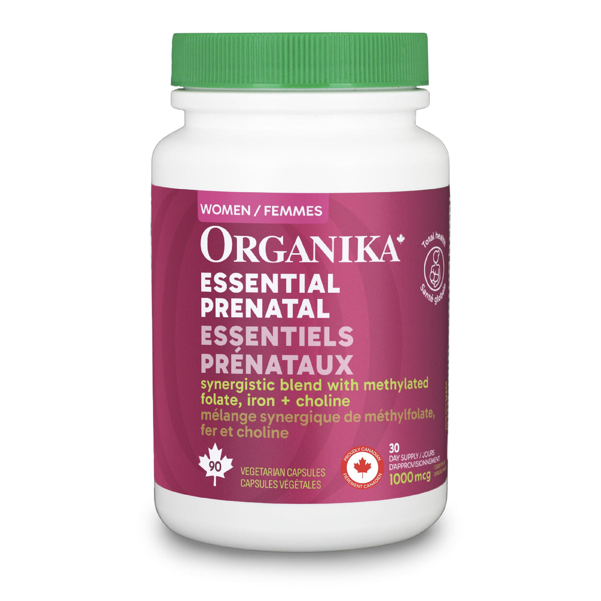 Organika Essential Prenatal – Vegetarian Prenatal Multivitamin for Baby & Mom – Complete Nutrition with Methylated Folate, Iron, Choline, Vitamin D & Calcium – Supports Pregnancy, Postpartum Health