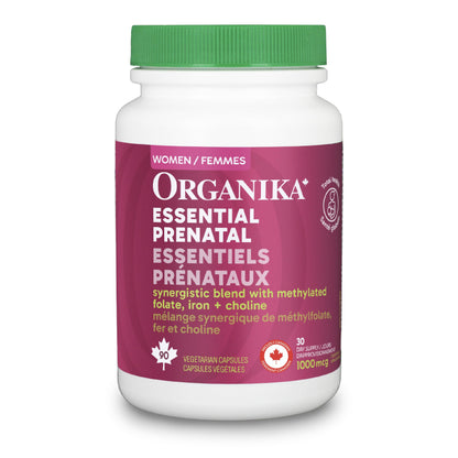 Organika Essential Prenatal – Vegetarian Prenatal Multivitamin for Baby & Mom – Complete Nutrition with Methylated Folate, Iron, Choline, Vitamin D & Calcium – Supports Pregnancy, Postpartum Health