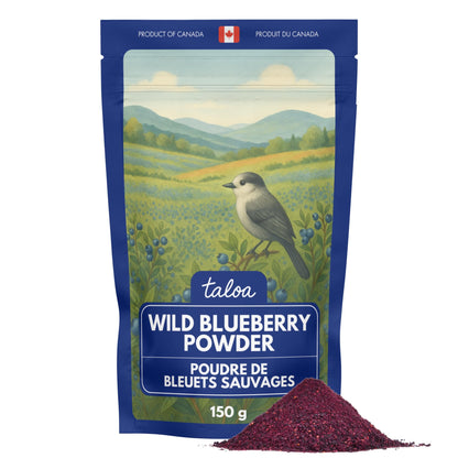 Taloa Wild Blueberry Powder 150g – Pure Nova Scotia Wild Blueberries, Canadian-Made, Unsweetened & Additive-Free