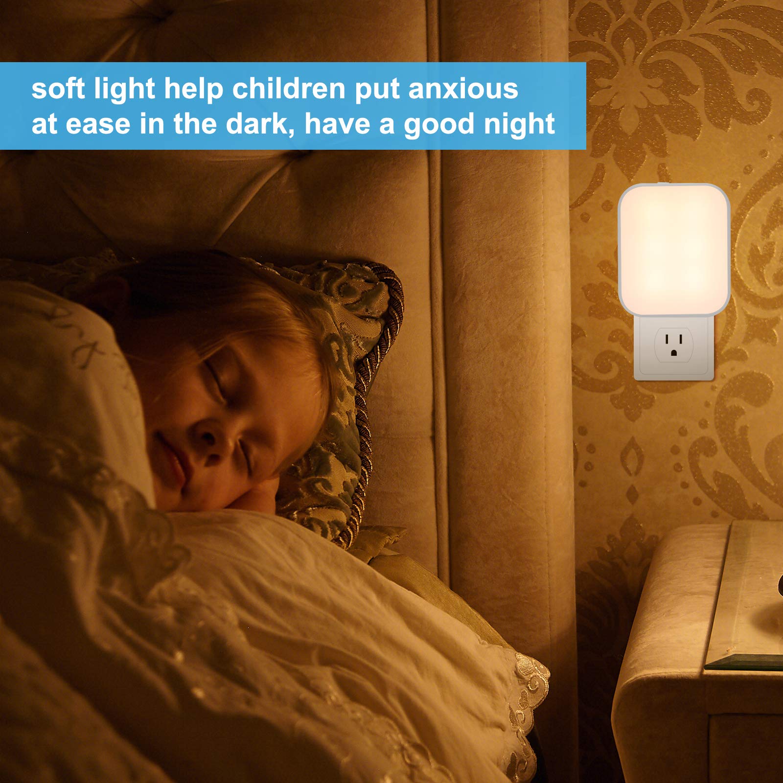 Lomotech Plug-in LED Night Light, 4 Pack Adjustment Lighting White Night Lights, Dusk to Dawn Sensor Nightlight, ETL Certified Night Lamp for Bedroom,Toilet,Stairway,Hallways (Soft White & Cool White)