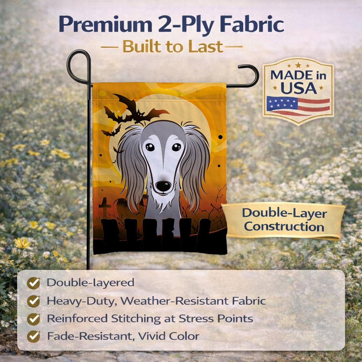 Caroline's Treasures BB1787GF Halloween Saluki Garden Size Flag, Small, Multicolor