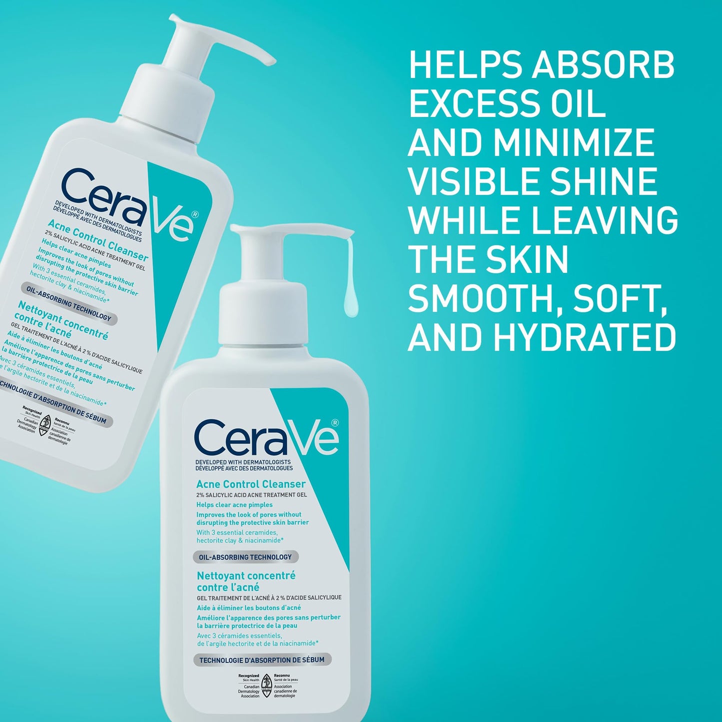 CeraVe Acne Face Wash, 2% Salicylic Acid Cleanser with Purifying Clay & Niacinamide for Oily Skin and Blackheads, Fragrance-Free, Paraben-Free & Non-Comedogenic, 473 mL