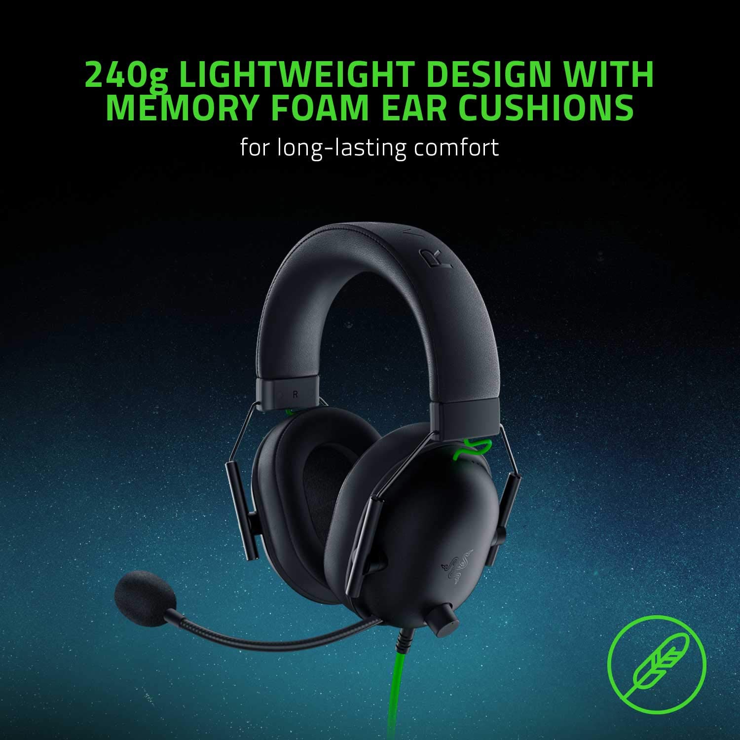 Razer BlackShark V2 X Gaming Headset: 50mm Drivers - Cardioid Mic - Memory Foam Cushion - Lightweight- Comfortable, Noise Isolating Earcups - for PC, PS4, PS5, Switch - 3.5mm Audio Jack - Black