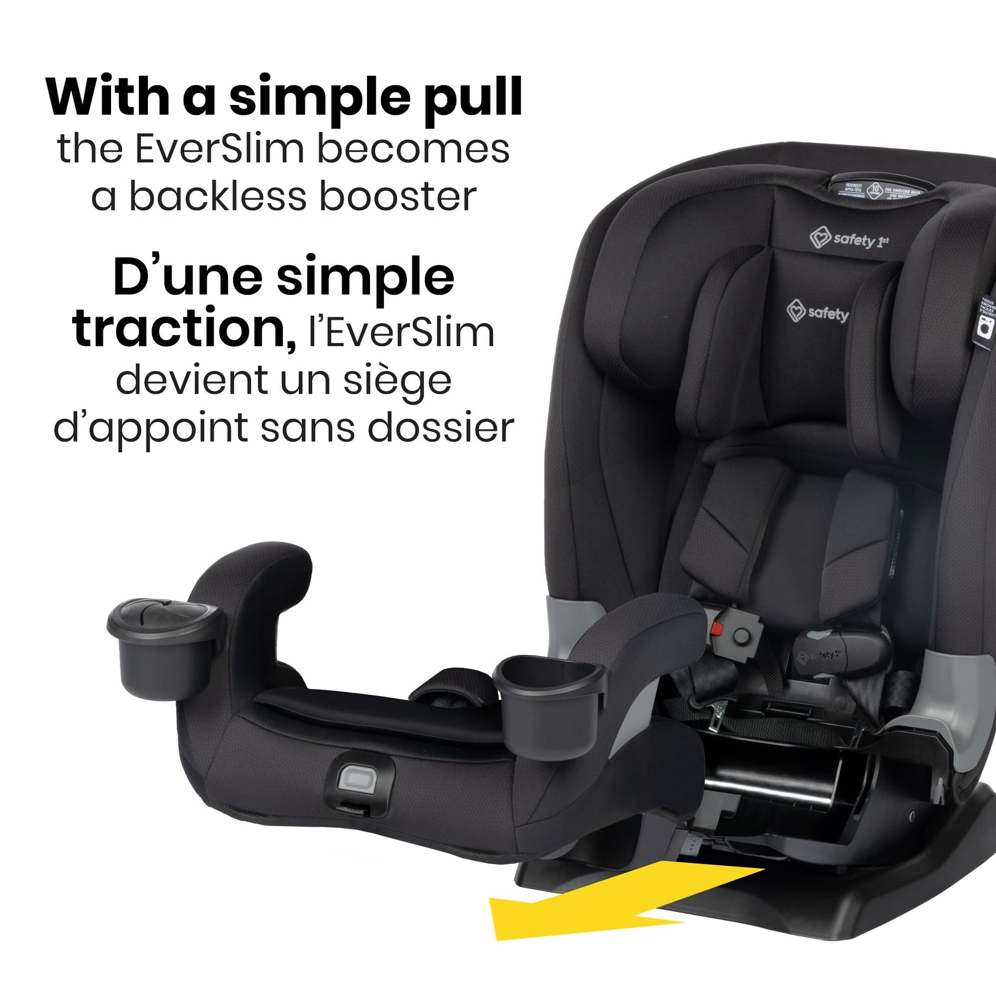 Safety 1st EverSlim 4-in-1 Convertible All-in-One Car Seat, infant to toddler, rear and forward facing, booster mode, backless booster, Fits 3 across, Washable seat, Birth to 10 years, Hexagon Horizon - Available at All In One Marketplace Canada