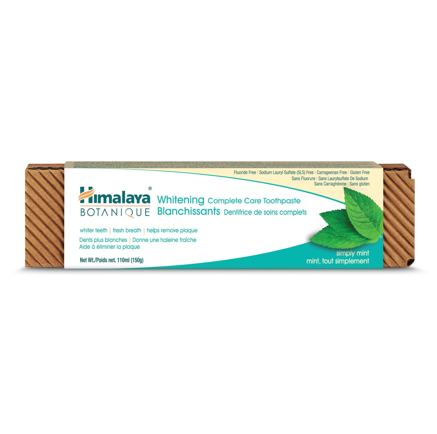 Himalaya Botanique Complete Care Whitening Toothpaste, Simply Mint, Natural, Fluoride-Free, SLS Free, Carrageenan Free & Gluten Free, Vegan, 150 g (5.29 oz), 4 Pack