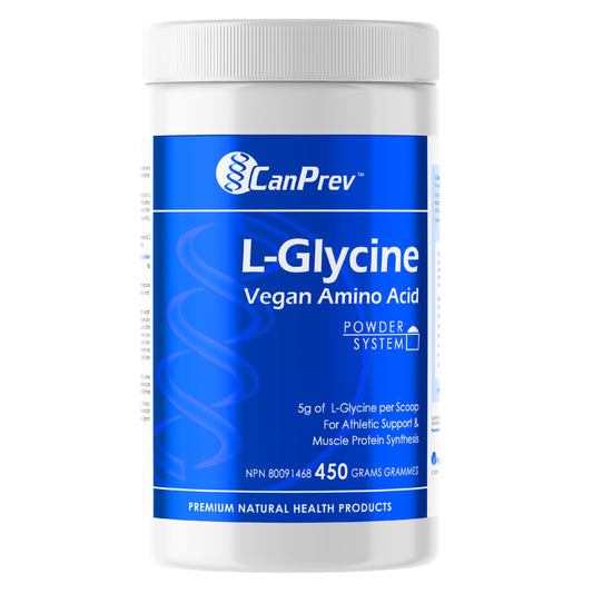 CanPrev L-Glycine Vegan Amino Acid Powder 450g – 90 Servings – Pure 5g Glycine for Active Lifestyle, Daily Calm & Recovery – Proudly Canadian-Made - Available at All In One Marketplace Canada