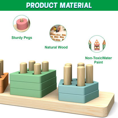 OSLINE Montessori Educational Toys for 1 2 3 Year Old Gifts,Toddler Wooden Toys Shape Sorter Stacking Toy Boy Girl Gifts,Wooden Blocks Puzzle Learning Toys - Christmas Easter Birthday Gifts 🍁 All In One Marketplace Canada