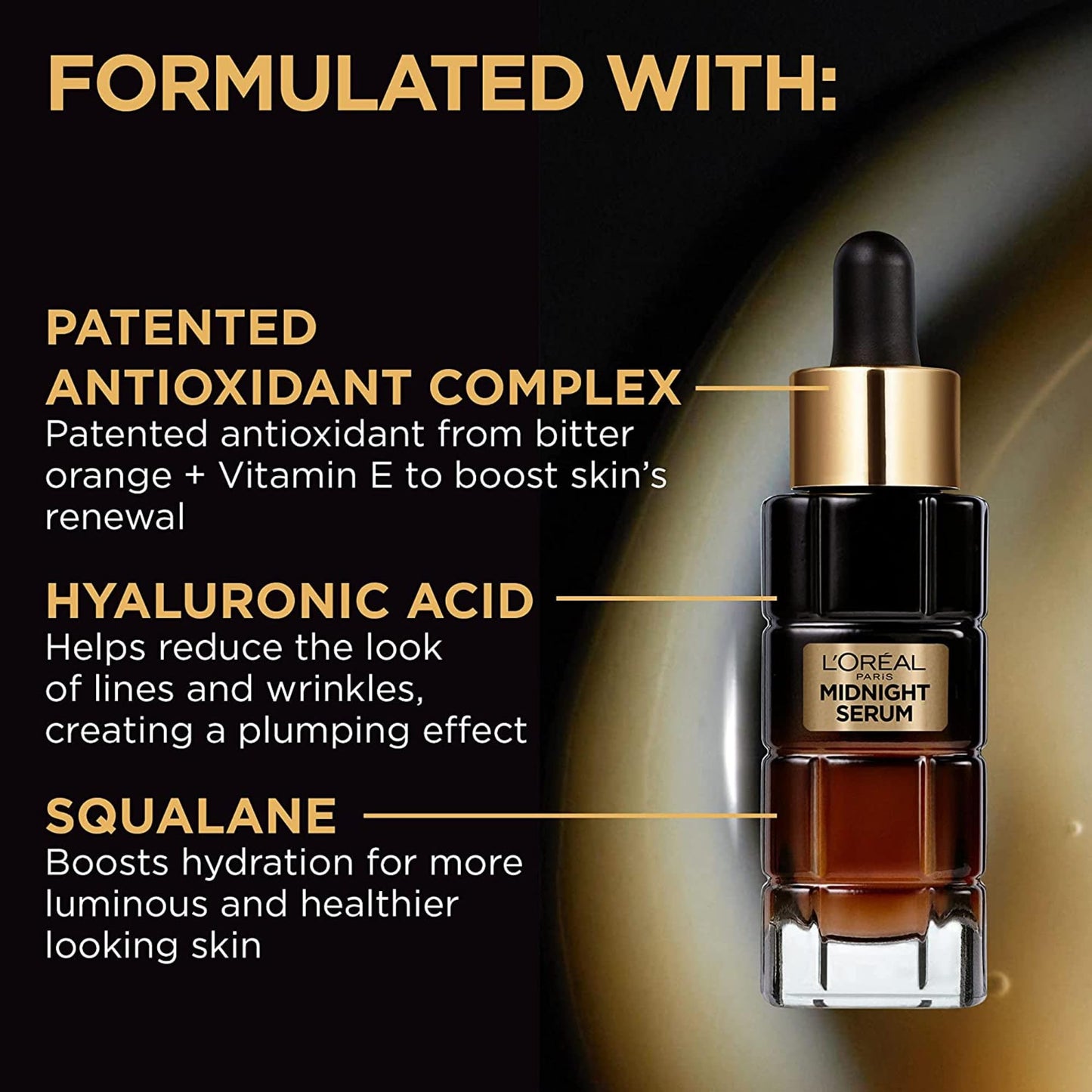 L'Oreal Paris Midnight Serum, Anti Aging Night Serum for Face with Vitamin E, Hyaluronic Acid and Antioxidants, Age Perfect Cell Renewal, Skincare, 30 ml 🍁 All In One Marketplace Canada