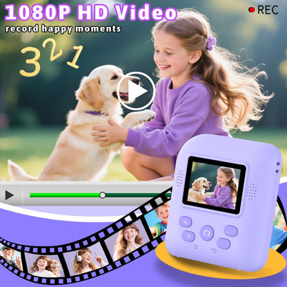 Okaloka Kids Instant Print Camera Toys,1080P HD Toddler Digital Video Camera,Christmas Birthday Gifts for Girls Boys Age 3-12 Year Old - 32G SD Card Included (Purple) 🍁 All In One Marketplace Canada