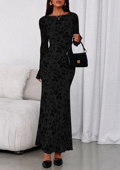PRETTYGARDEN Women's Floral Bodycon Maxi Dress Wedding Guest Dresses Black 🍁 All In One Marketplace Canada
