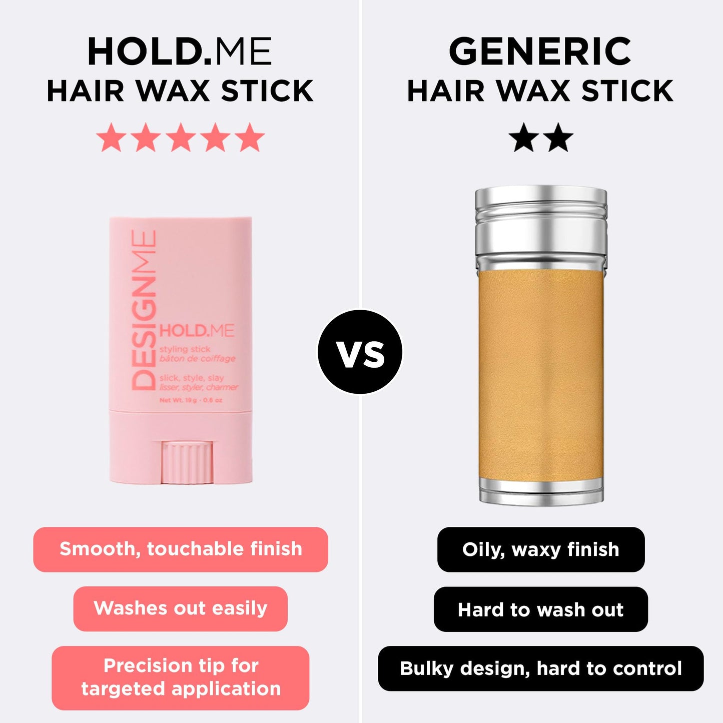 Design.Me HOLD.ME Styling Stick | Vegan Hair Wax Stick for Women | Controls Frizz, Tame Flyaways & Smooths Hair | With Long-Lasting Hold - Available at All In One Marketplace Canada