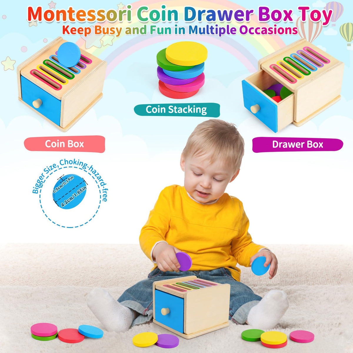FCSONU Toddlers Montessori Coin Box Toys for 1 2 3 Year Old Boys Girls Baby 🍁 All In One Marketplace Canada