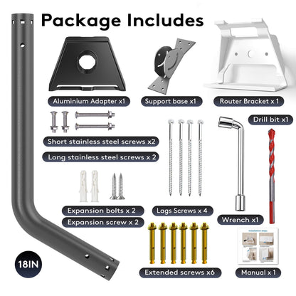 Compatible with Starlink Gen 3/4/4X All-in-One Mount Kit: Heavy-Duty Outdoor Dish & Indoor Router Mount, Short Wall, Roof, and Pole Mount Compatible, Sturdy Accessories for Full Setup - Available at All In One Marketplace Canada