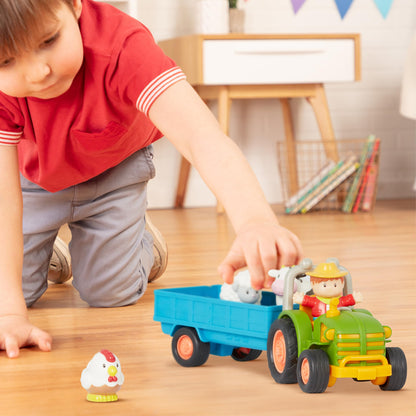 Battat Farming Fun Tractor, Lights and Sounds Farm Toy, 7 Pieces, Toddler Battat