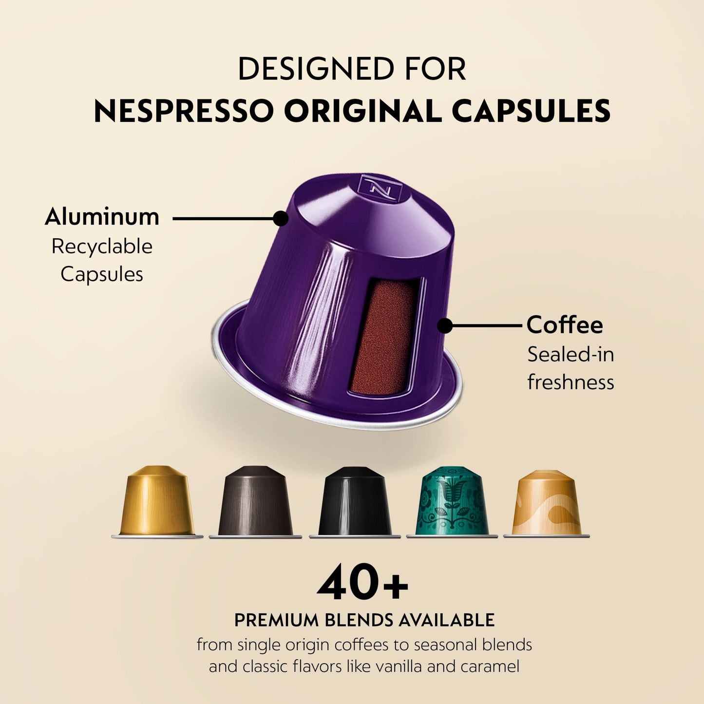 Nespresso Original Ristretto Coffee Pods, Dark Roast, Intensity 10, 50 Pods