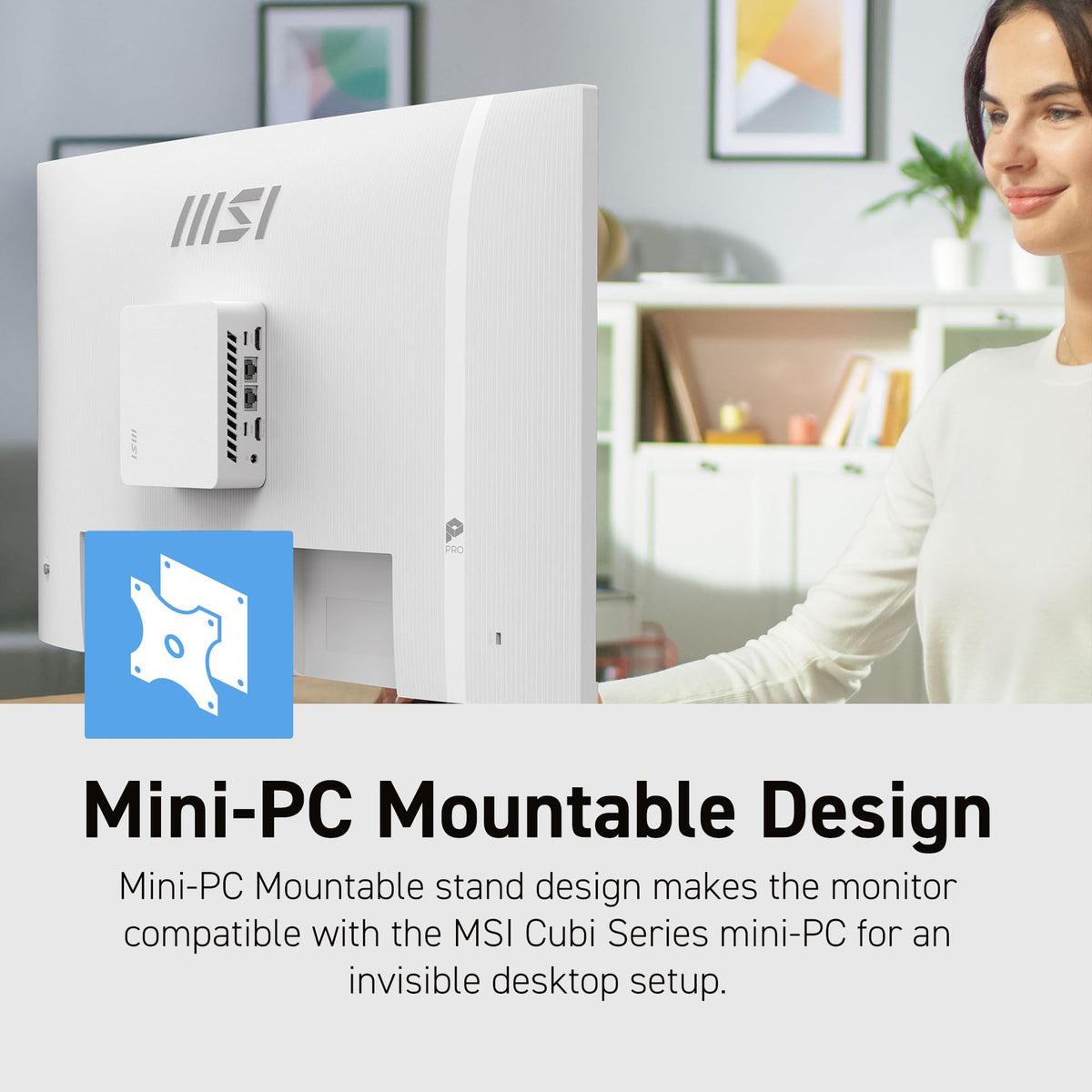 msi PRO MP273QW E14 27-inch IPS 2560 x 1440 (QHD) Computer Monitor, 144Hz,Adaptive-Synch, HDMI, DP Port, VESA Mountable, Height Adjustable, Tilt, Speaker, 1ms, White