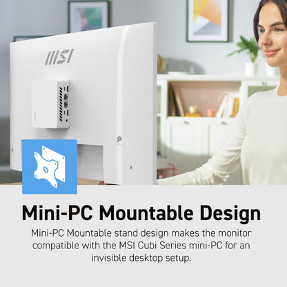 msi PRO MP273QW E14 27-inch IPS 2560 x 1440 (QHD) Computer Monitor, 144Hz,Adaptive-Synch, HDMI, DP Port, VESA Mountable, Height Adjustable, Tilt, Speaker, 1ms, White
