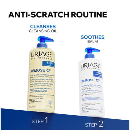 Uriage Xémose Cleansing Soothing Oil - Face & Body Cleanser & Shower Gel - Long-Lasting Comfort For Dry, Sensitive Skin Prone to Atopic Eczema - Soap-free, Fragrance-free For Your Whole Family - 500ml Uriage