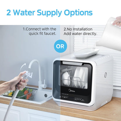 Midea Countertop Dishwasher, Portable Dishwasher with 6 Wash Programs,Black