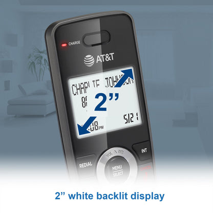 AT&T GL2101-2 DECT 6.0 Cordless Home Phone 2-Handset with Call Block, Caller ID, Full-Duplex Handset Speakerphone, 2" White Backlit Display, Lighted Keypad, Graphite & Black AT&T