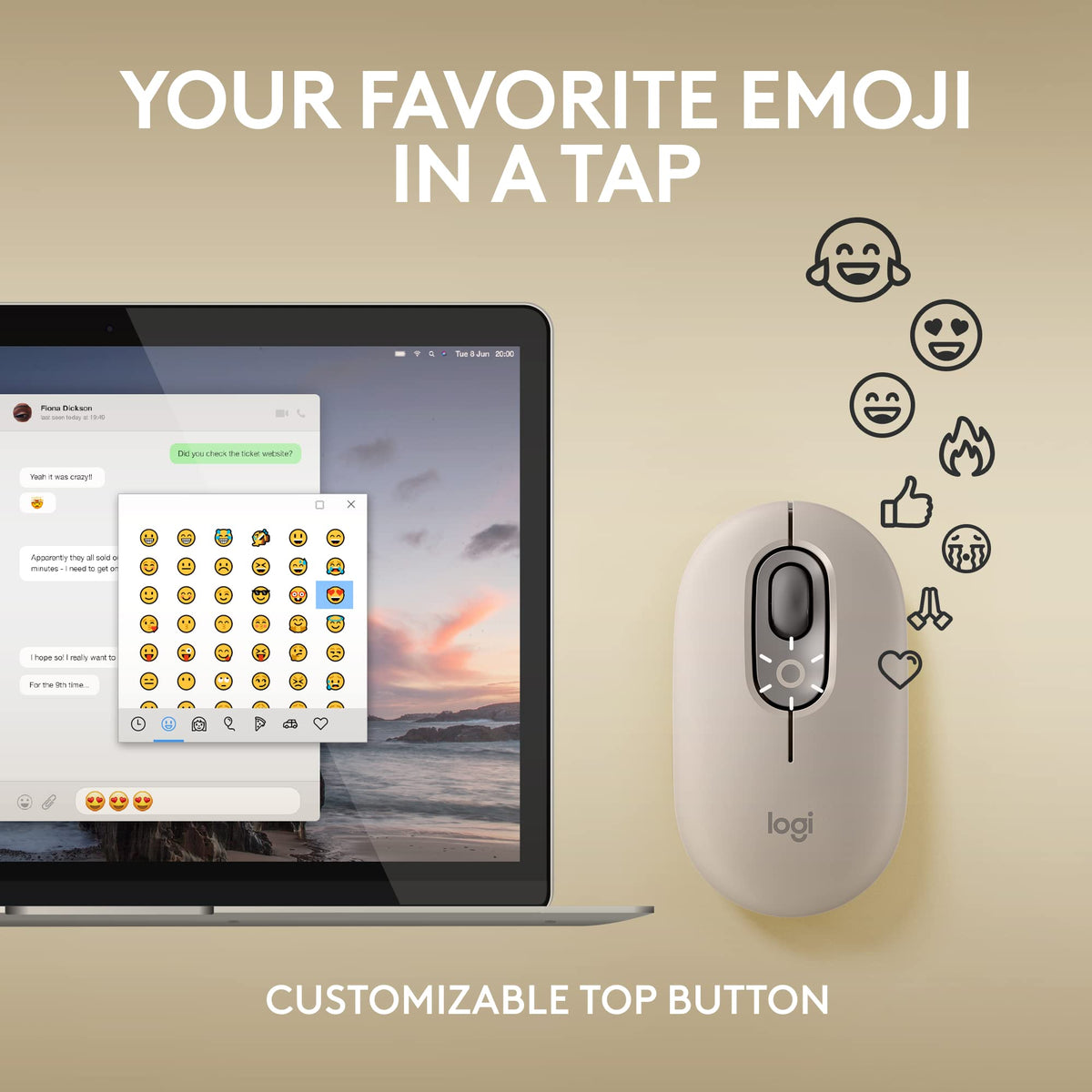 Logitech POP Mouse, Compact and Portable Wireless Bluetooth Mouse - Mist