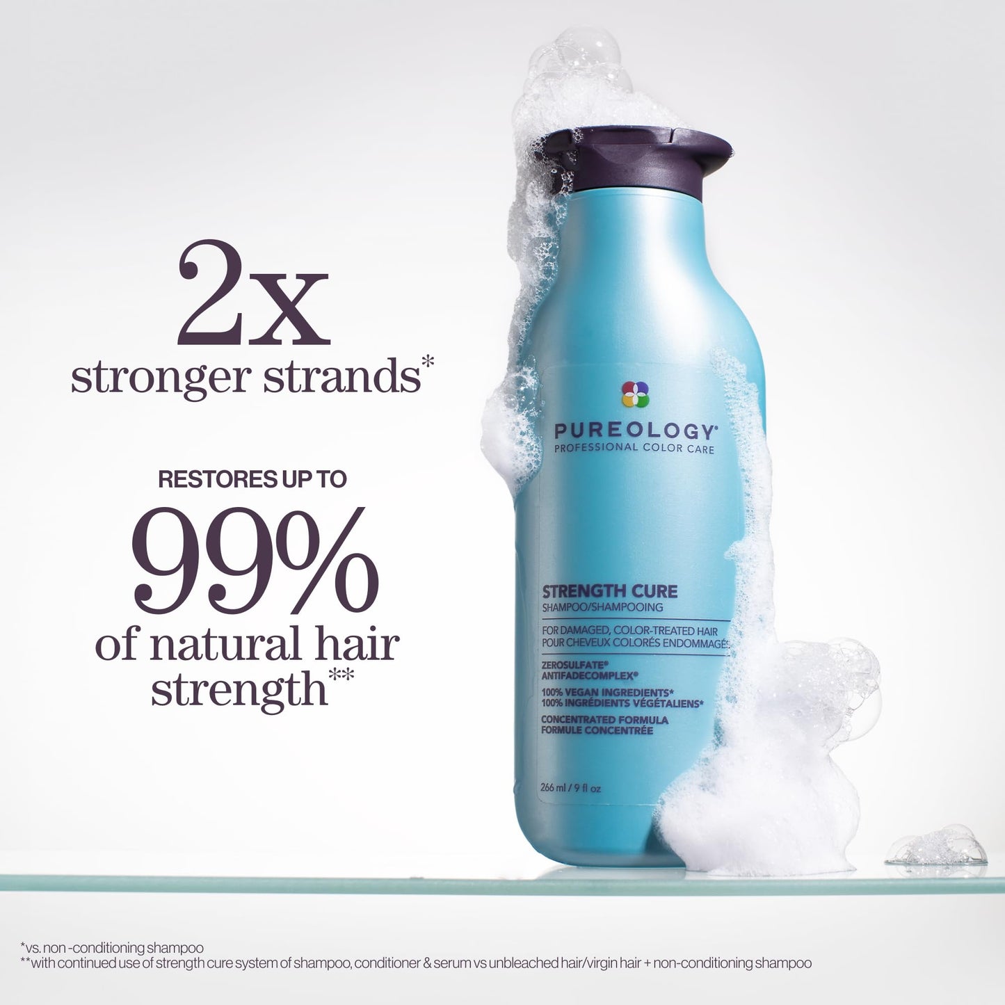 Pureology Strength Cure Shampoo, Strengthening & Repair for Damaged Color-Treated Hair, Plant-Based Protein, Vegan, Sulfate-Free - Available at All In One Marketplace Canada