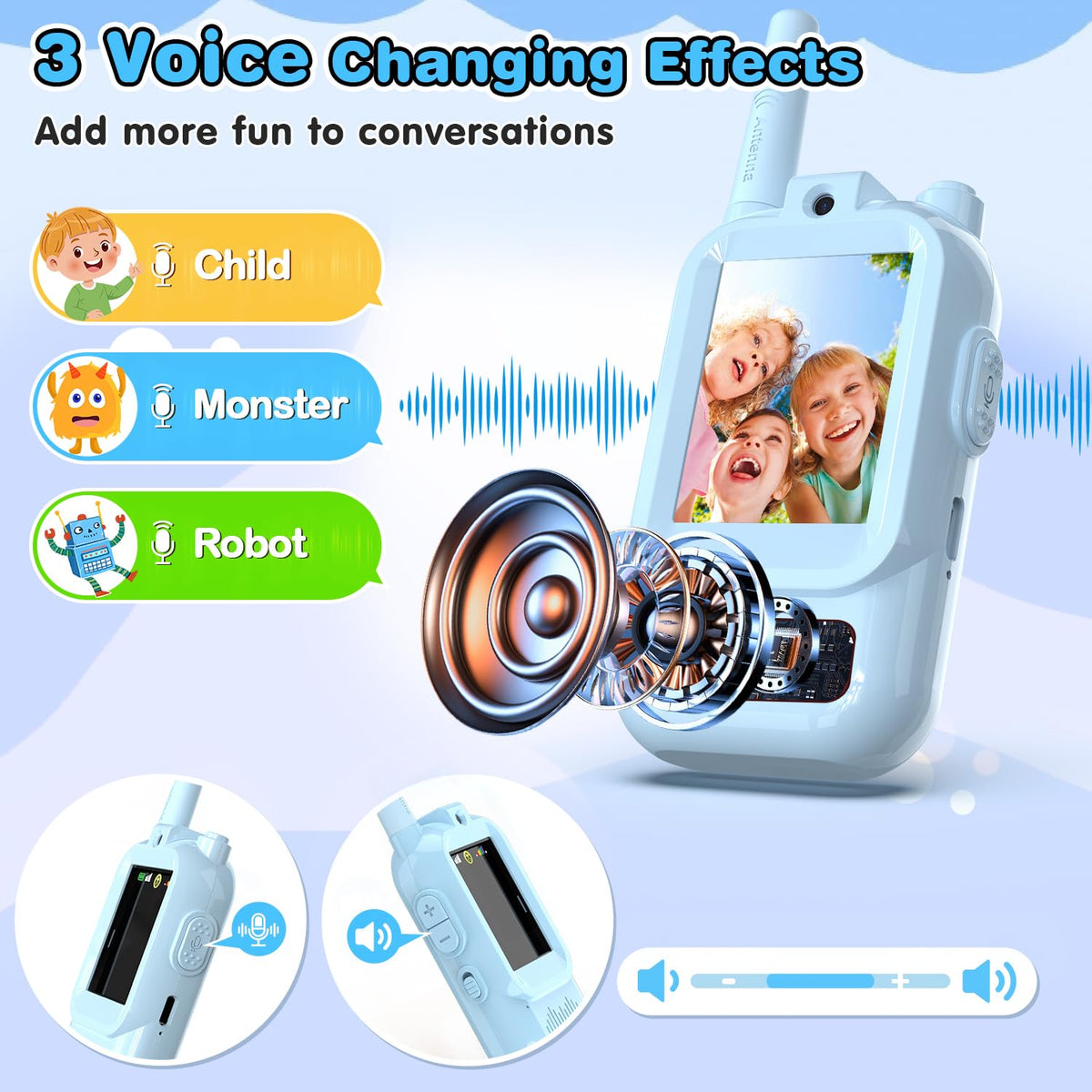 Video Walkie Talkies for Kids, 2 Pack Facetime Walkie Talkies with HD Camera & Voice Changer for Boys Girls for Family Games, Indoor, Outside, Hiking Christmas Birthday Toys Gift Ages 3-12 (Blue) 🍁 All In One Marketplace Canada