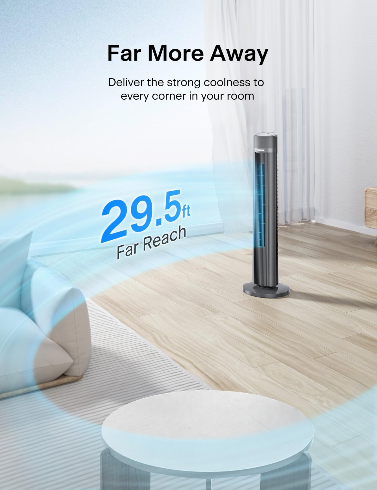 PELONIS Oscillating Tower Fan with Remote Control 40’’ Quiet Stand Up Fan with 3 Speed Settings and 3 Modes 15-Hour Timer LED Display for Bedroom Home Office Use, Black
