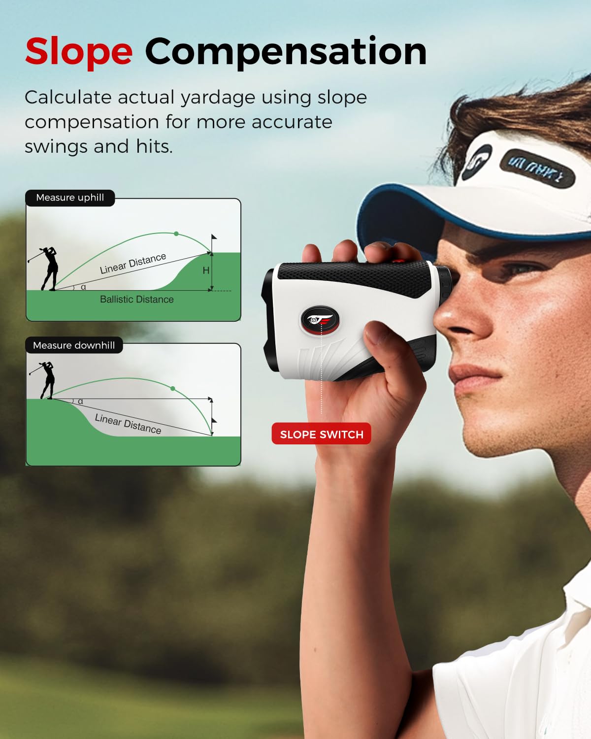 VyKure Golf Rangefinder with Slope - 1200 Yards Laser Range Finder with Flag Pole Locking Vibration, 7X Magnification rangefinder with Magnet Stripe (White) - Available at All In One Marketplace Canada