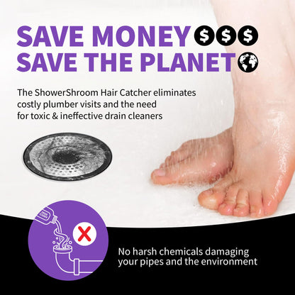 ShowerShroom SHSULT755 Ultra Revolutionary Shower Hair Catcher Drain Protector, Stainless - Available at All In One Marketplace Canada