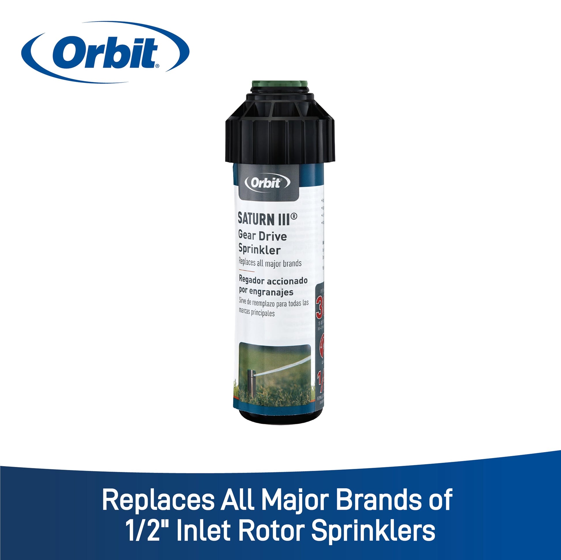 Orbit 55469 – Sprinkler Saturn III Medium Scope, pre-Installed with Nozzle, 5.50 x 11 x 17 cm, Black/Green Orbit