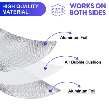 Reflective Window Insulation Sheet 15.7In x 20Ft for Summer & Winter Thermal Bubble Foil Insulation Cover Radiant Barrier Roll for RV, Wrap, Attic, Roof, Car, Garage (40x610cm) 🍁 All In One Marketplace Canada