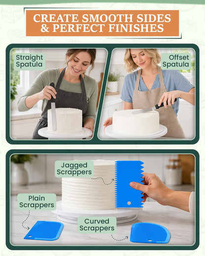 RFAQK 230PCs Cake Decorating Kit with Baking Supplies Cake Turntable, Piping Bags and Tips, Modeling Tools, Plunger Cutters, Cake Scrappers, Pastry Bags Cake Decorating Supplies 🍁 All In One Marketplace Canada