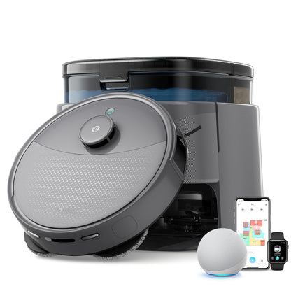 Lefant M3 Max Robot Vacuum and Mop,20000Pa Suction,Anti-Tangle Brushes, Smart Obstacle Avoidance,Auto Mop Washing,All-in-One Dock,9mm Mop Lifting,200RPM Spinning Mops, Smart Obstacle Avoidance,Gray