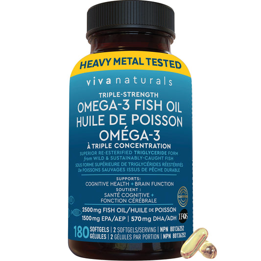 Omega 3 Fish Oil Supplements – 2500 mg High Potency Fish Oil with 1500 mg EPA & 570 mg DHA Omega 3 Fatty Acids in rTG Form for Better Absorption, No Fishy Aftertaste, IFOS Certified, 180 Softgels