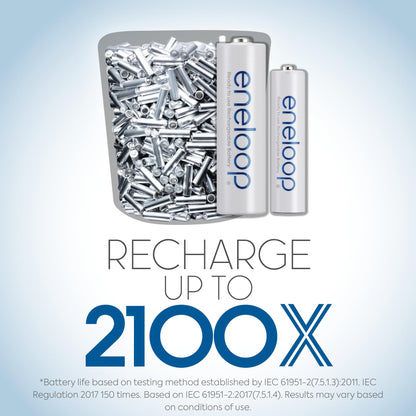 Panasonic KKJ17MCC82A KKJ17MCC82A Eneloop Power Pack, New 2100 Cycle, 8AA, 2AAA, 2 "C Spacers, 2 "D Spacers, Advanced Individual Battery Charger
