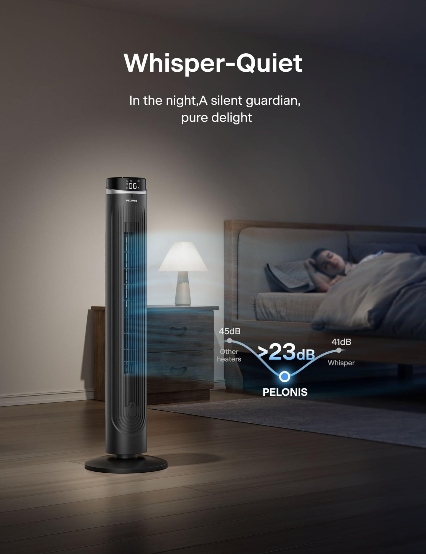 Pelonis 42 inch Tower Fan for Bedroom, 5 Speeds, 4Modes with 28ft/s Standing Fan, 90° Oscillating Fans for Indoors, 15H & 23dB Quiet Timer, householad fans with Remote Control 🍁 All In One Marketplace Canada