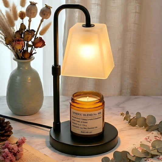JIMEI Candle Warmer Lamp with Timer Electric Wax Warmer for Scented Wax Melt Warmer Light Melter for Jar Candles Dimmable Adjustable Height Gifts for Women Mom House Warming Frossted Glass Black - Available at All In One Marketplace Canada