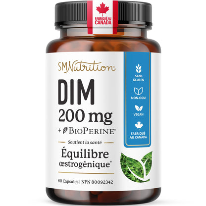 DIM Supplement 200 mg | Estrogen Balance for Women & Men | Hormonal Acne, Hormone Balance, PMS, Bloating, Antioxidant & Menopause Supplements for Women | Canadian Made, Vegan Diindolylmethane | 60 Ct - Available at All In One Marketplace Canada