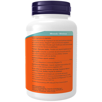 NOW Supplements, Magtein with patented form of Magnesium L-Threonate, Cognitive Support, 90 Veg Capsules NOW