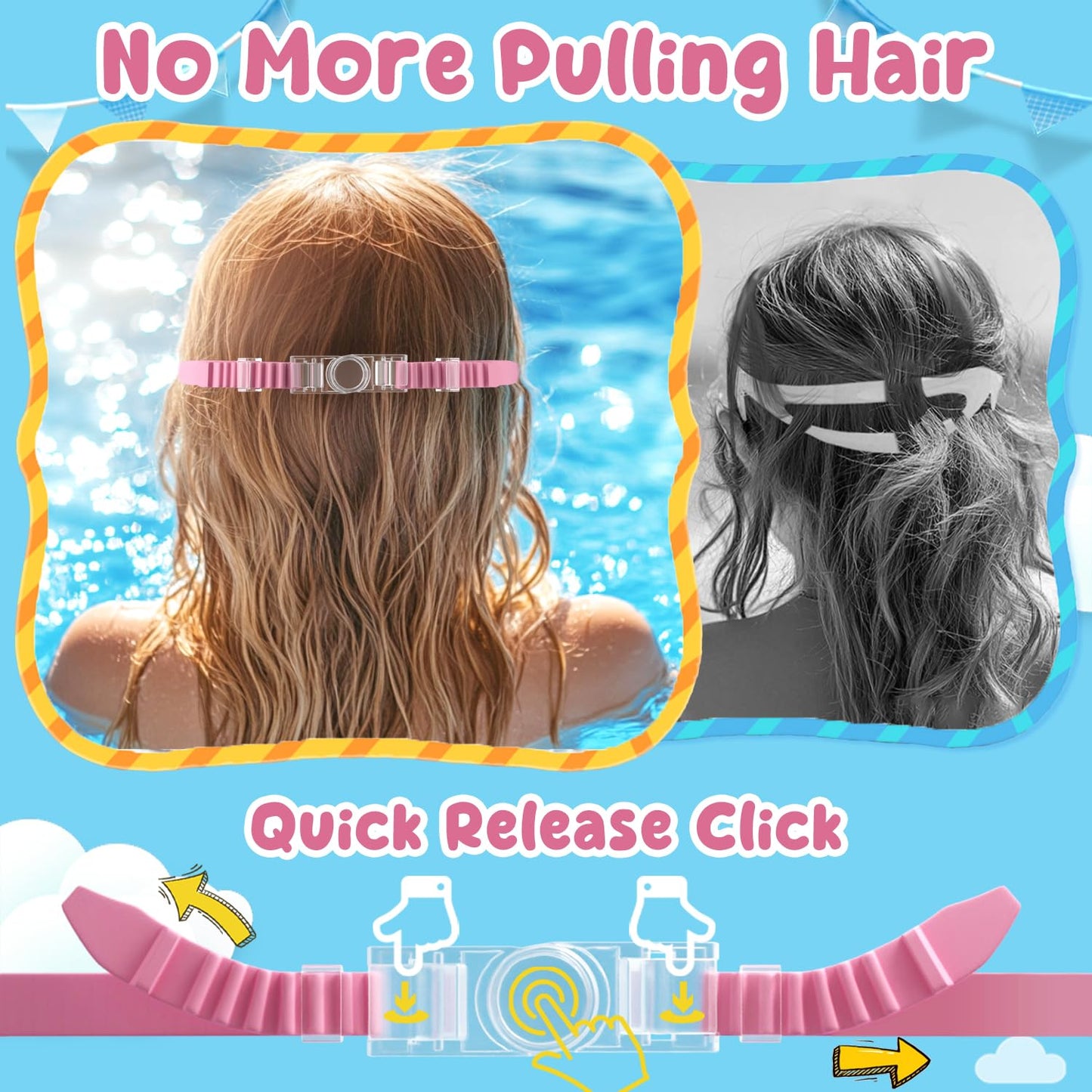 Kids Goggles Swimming, 2 Pack Kids Swimming Goggles for Age 4-14 Wide Vision Anti-Fog UV Protection Waterproof for Boys Girls