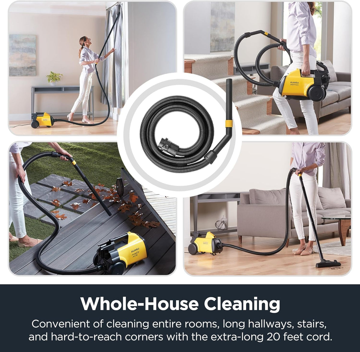 EUREKA Mighty Mite Canister Vacuum Cleaner, Lightweight 3670G w/Dust Bags