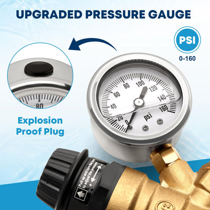 Kohree RV Water Pressure Regulator Valve, Adjustable Handle Brass Lead-Free RV Water Pressure Reducer with Gauge and 2 Inlet Screened Filters for RV Camper Travel Trailer Garden 🍁 All In One Marketplace Canada